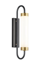 Black and gold wall light, white tube - Wall lights by Baulmann Leuchten