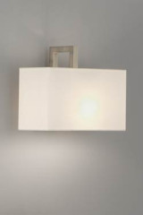 Matt nickel wall lamp and white chintz lampshade - Wall lights by Baulmann Leuchten