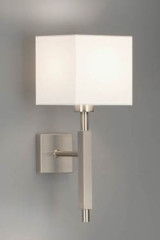 Matt nickel-plated torch wall lamp with white chintz lampshade - Wall lights by Baulmann Leuchten
