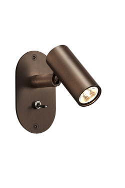 Small flush-mounted reading light with integrated switch, bronze finish - Wall lights by Baulmann Leuchten