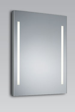 Look 2 Miroir lumineux à 2 bandes en cristal blanc dépoli 60x80cm - Salle de bains by bpe:LICHT
