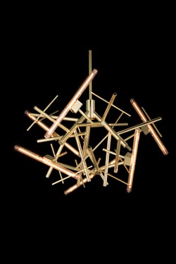 Linea chandelier in bright brass 7 lights