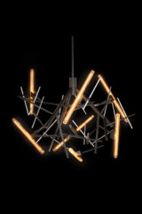 Linea matt black and shiny nickel Mikado chandelier 7 lights - Chandeliers by Brand Von Egmond