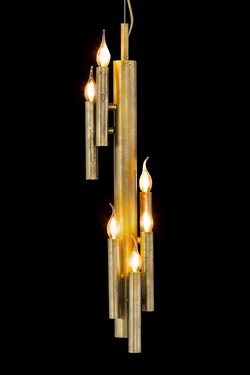 Lustre doré 6 lumières verticales Shiro - Lustre by Brand Von Egmond