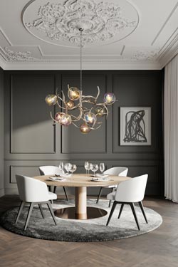 Lustre enchanté 9 lumières de bulles de verre iridescent Ersa
