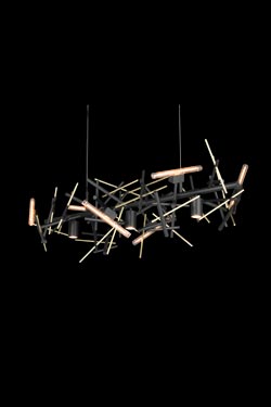 Lustre long noir et doré 6 lumières Linea