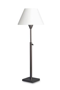 Lampe de table abat-jour blanc, pied télécospique bronze patiné L08 - Lampe de table by Casadisagne