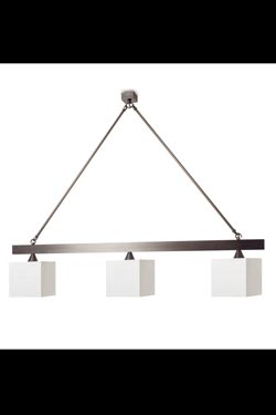 3 lights pendant square lamp shades, patinated bronze métal S14