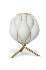 Casamance lampe de table en verre opale blanc et laiton brossé - Lampe de table by Concept Verre