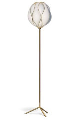 Gaia lampadaire sphère irrégulière opale blanc et laiton brossé - Lampadaire by Concept Verre