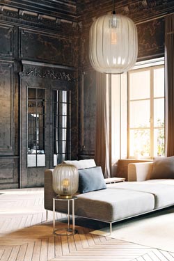 Hammam suspension lampion en verre or