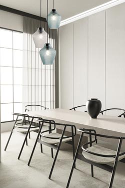 Api pendant three lights in turquoise glass
