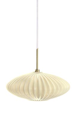 Serail pendant ellipse ivory pleated glass - Pendants by Concept Verre