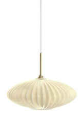 Serail suspension ellipse en verre plissé ivoire - Suspension by Concept Verre
