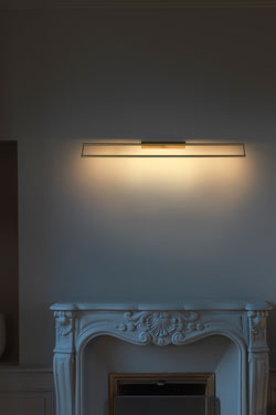 Applique LINK 725 rectangulaire en laiton satiné, éclairage LED 