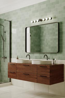 Backstage 6-light bathroom wall lamp in satin brass