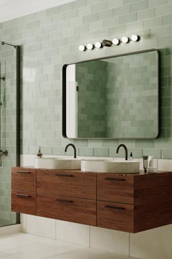 Backstage 6-light bathroom wall lamp in satined nickel