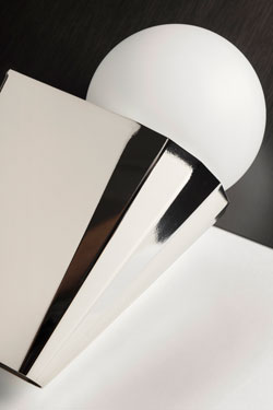 Cornet wall light white ball and polished nickel