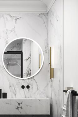 IP Link bathroom wall light in satin brass 58cm