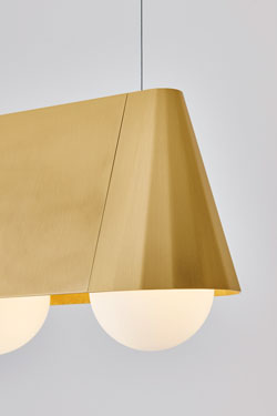 Cornet suspension rétro dorée 3 lumières