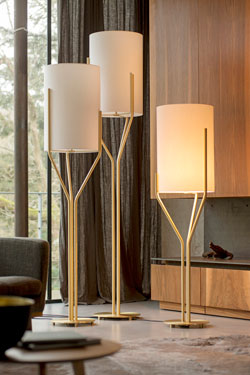 Arborescence floor lamp S, golden stems and lampshade in White Drop Paper 