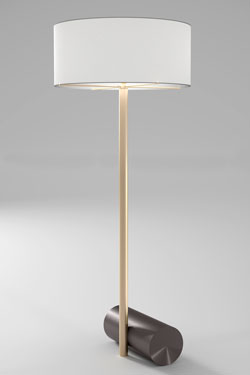 Calée XL large floor lamp, cylindrical base, satin brass and graphite - Floor lamps by CVL Luminaires