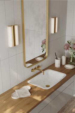 Gamma applique de salle de bain 2 lumières en cuivre satiné