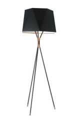 Grand lampadaire trépied en métal noir et cuivre Solitaire - Lampadaire by CVL Luminaires