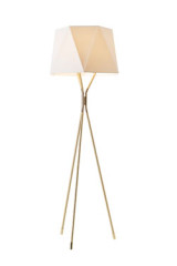 Lampadaire trépied en laiton satiné et laiton poli petit modèle Solitaire - Lampadaire by CVL Luminaires