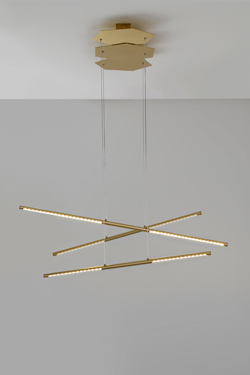 LINK suspension triple en laiton satiné, éclairage par module LED 