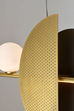Nacho grande suspension inspiration etnique avec boule de verre opale