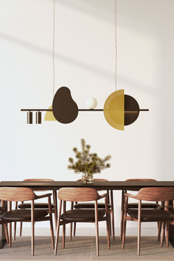 Nacho grande suspension inspiration etnique avec boule de verre opale