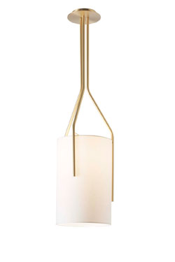 Pendant Arborescence XXS, satin Brass, Drop Paper Shade - Pendants by CVL Luminaires