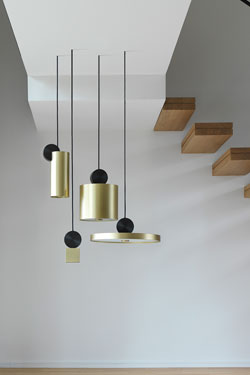 Calée V3 suspension design, cylindrical, graphite and gold