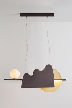 Nacho small graphic pendant lamp in solid brass and opal glass - Pendants by CVL Luminaires