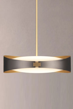 RING pendant in  brass satin and graphite  finish and white diffuser