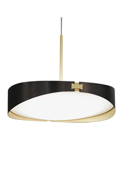 RING pendant in  brass satin and graphite  finish and white diffuser - Pendants by CVL Luminaires