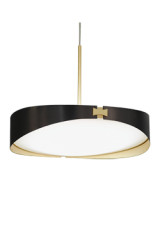 RING suspension en laiton finition satiné et graphite et diffuseur blanc - Suspension by CVL Luminaires