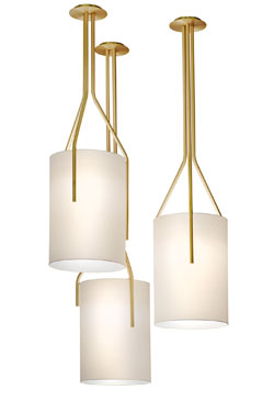 Suspension Arborescence XXS, laiton satiné, abat-jour en Drop Paper 