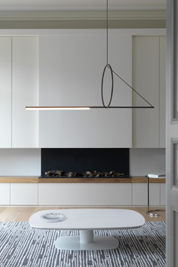Suspension ultra-design, cercle en suspension, finition graphite satiné