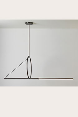 Suspension ultra-design, cercle en suspension, finition graphite satiné