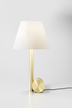 Small table lamp Calé (e) satin brass and white lampshade - Table lamps by CVL Luminaires