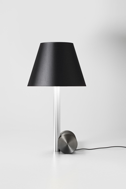 Small satin nickel table lamp with black lampshade - Table lamps by CVL Luminaires