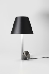 Small satin nickel table lamp with black lampshade - Table lamps by CVL Luminaires