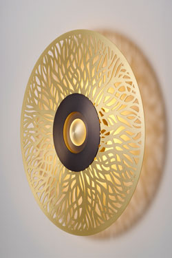 Atmos Racine large round brass wall light