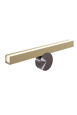 Calée wall lamp, horizontal, minimalist design, graphite button and golden ruler