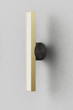 Calée wall lamp, vertical, minimalist design, graphite button and gold trim - Wall lights by CVL Luminaires