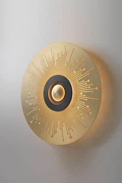 EARTH-SUN large satin brass wall lamp