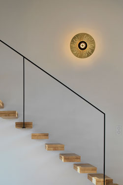 EARTH-SUN large satin brass wall lamp