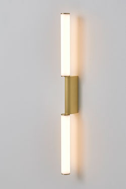 Signal 720 double neon wall light in satin brass